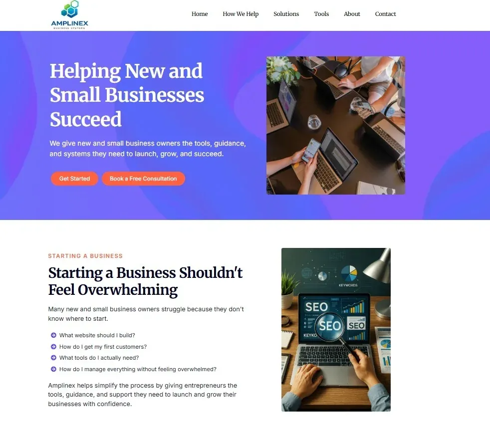 Homepage hero and introduction section